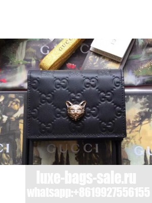 Gucci Signature Card Case with Cat 548057 Black