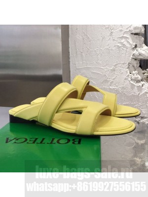 Bottega Veneta Band Calfskin Flat Sandals Yellow  2021 Collection 14