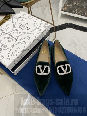 VALENTINO VLOGO POINTED LOAFERS VELVET GREEN 2021