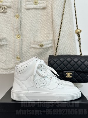 Chanel Calfskin High top Sneakers G45080 White