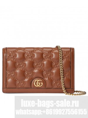 Gucci GG Matelasse Chain Wallet 723787 Coffee
