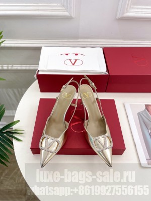 Valentino Garavani Slingback Pump in Gold Calfskin leather with VLogo Signature embellishment 80mm 2025