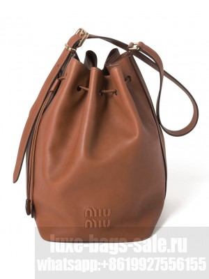 Miumiu Leather Bucket Bag 5BE089 Coffee