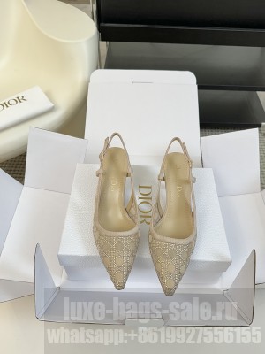 Dior Capture Slingback beige mesh with drill heel 6.5cm Sandals 2025 