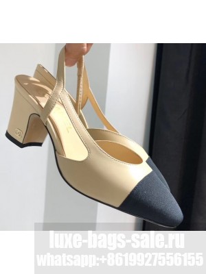 Chanel Heel 6.5cm Slingbacks G31318 Beige/Grosgrain Black 2019