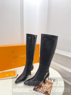 Louis Vuitton Sparkle Heel High Boots 6.5cm in Leather Black 2023