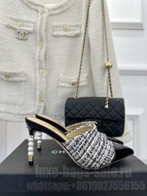 Chanel Pearl Heel 8.5cm Slide Mule 014