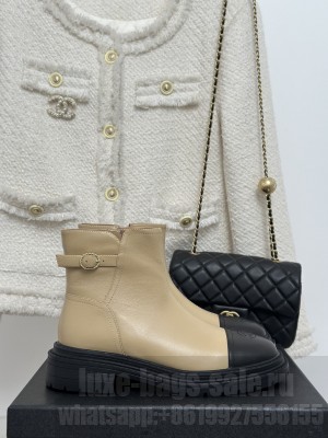 Chanel Calfskin 3.5cm Ankle Boots 2023 Beige