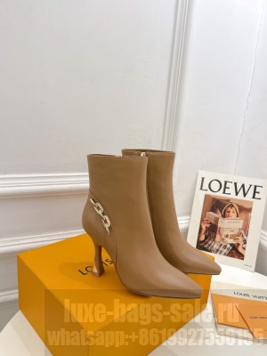 Louis Vuitton Sparkle Heel Ankle Boots 6.5cm in Leather Beige 2023 