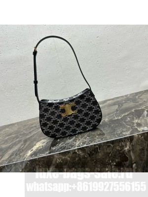 Celine MEDIUM TILLY BAG IN TRIOMPHE CANVAS 115703 black&white
