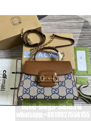 GUCCI HORSEBIT 1955 MEDIUM BAG 702049 blue&brown