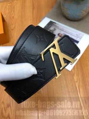 Louis Vuitton Monogram Calfskin Belt 40mm with LV Buckle Black/Gold Collection