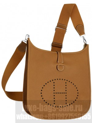 Hermes Tan Evelyne Shoulder Togo III PM Bag Light Coffee