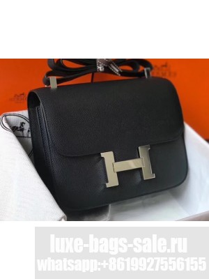Hermes Constance Mini/MM Bag in Epsom Leather Black with Silver Hardware