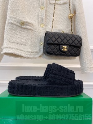 Bottega Veneta Unisex Resort Sponge Towel Slides Sandals 2022 Collection,Black