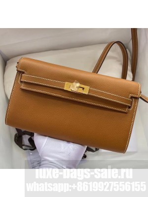 Hermes Kelly Long To Go Wallet in Original Epsom Leather Brown/Gold 2020 Collection