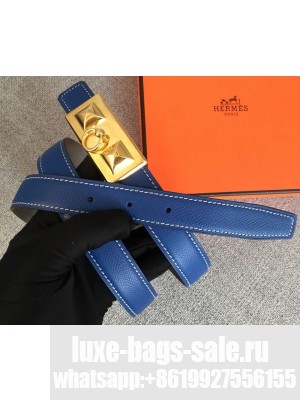 Hermes Width 2.5cm Collier De Chien Buckle Belt Blue/Gold