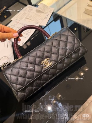 Chanel Maxi Flap Bag With Top Handle AS6091 black& wine red