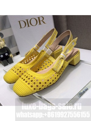 Dior x Moi Slingback Pumps 3cm in Yellow Cannage Embroidered Mesh Spring/Summer 2021 Collection