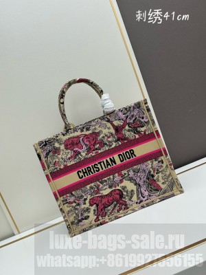 Large Dior Book Tote Dioriviera Dior Book Tote Aquamarina Toile de Jouy Embroidery M1286ZE pink