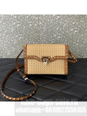 VALENTINO VLOGO SIGNATURE RAFFIA Shoulder Bag 03221 brown