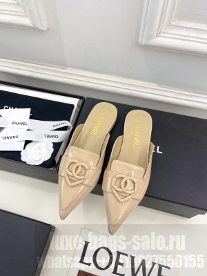 Chanel Patent Calfskin Flat Mules with CC Heart Nude  G46072 2025 Collection