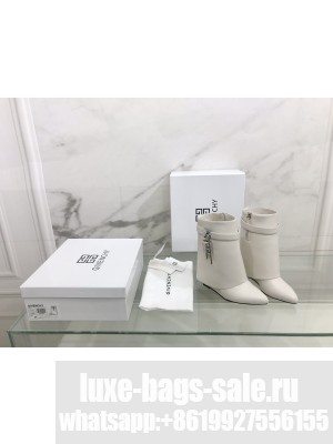 GIVENCHY SHARK LOCK ANKLE BOOTS IN LEATHER 2022, WHITE