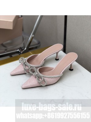 MACH & MACH 65mm Women's Double-bow Crystal-embellished  Glittered  Mules In Pink