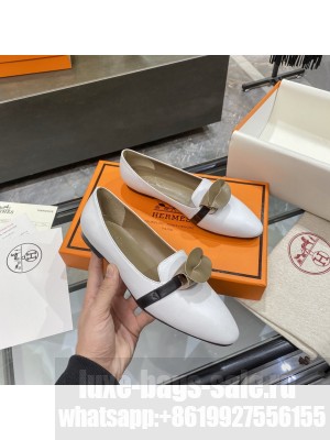Hermes Bilbao ballet Goatskin White flat Loafer 2021 Collection