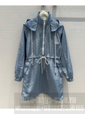 Louis Vuitton Women's Monogram Pattern Hooded Dress Blue