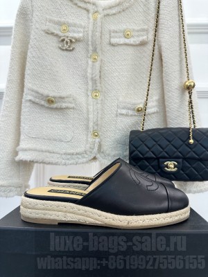 Chanel CC Lambskin Espadrilles Mules 2023 03
