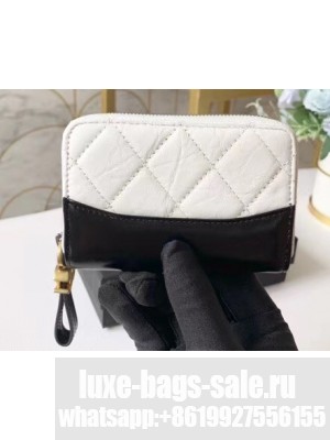 Chanel Aged Calfskin Gabrielle Zipped Coin Purse A84404 White