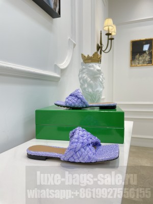 Bottega Venta Flat sandals with twisted Intrecciato raffia strap purple 2021 Collection