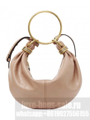 Chloe Small Bracelet Hobo Bag In Grained Leather Apricot