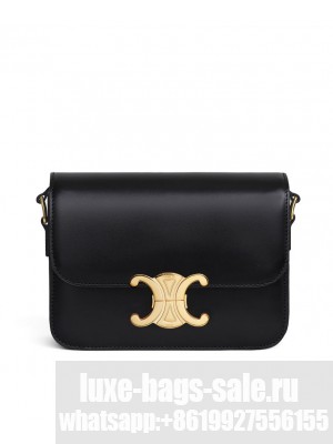 Celine Teen Triomphe Bag In Shiny Calfskin Black