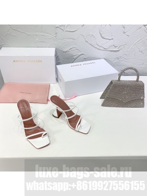 AMINA MUADDI White Leather Sandals heel 9.5cm 2021 Collection