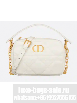 Small Dior Caro Top Handle Camera Bag Latte Macrocannage Calfskin M3352U