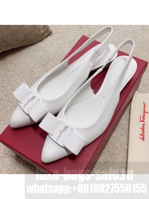 Salvatore Ferragamo Viva Lambskin Bow Slingback White Spring/Summer 2021 Collection