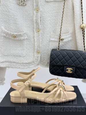 Chanel Sandals Lambskin beige G46275 2025