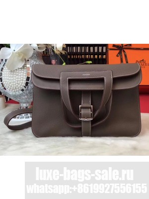 Hermes Halzan Tote Bag in Original Togo Leather Etoupe