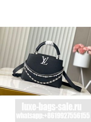Louis Vuitton Ostrich Capucines BB M12345 black&Silver-toned