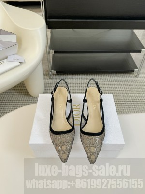 Dior Capture Slingback Black mesh with drill heel 6.5cm Sandals 2025 