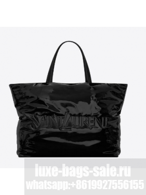 SAINT LAURENT MAXI TOTE IN PATENT CANVAS 756269 BLACK