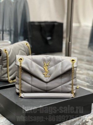 Yves Saint Laurent PUFFER SMALL CHAIN BAG IN QUILTED LAMBSKIN 5774761 gray