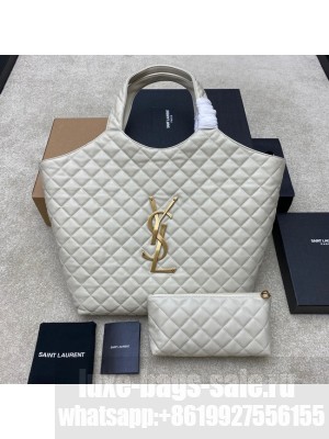 Yves Saint Laurent ICARE MAXI SHOPPING BAG IN QUILTED LAMBSKIN 698651 white