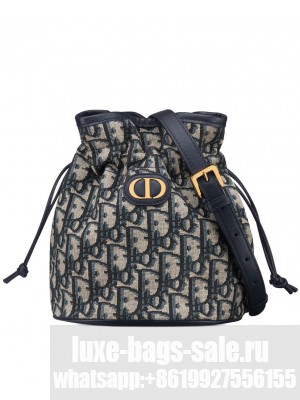Christian Dior 30 Montaigne Mini Bucket Bag with Drawstring Dark Blue