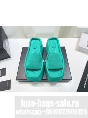 Alexander Wang Fabric Platform Wedge Slide Sandals 2022 Collection,Green