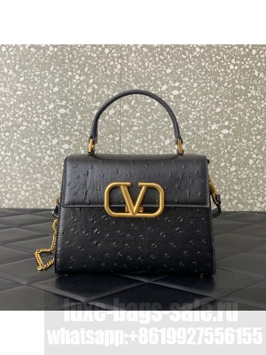 VALENTINO VSLING small Ostrich pattern Shoulder bag WB0F53 black