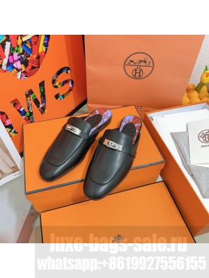 Hermes Oz Mule in Smooth Calfskin with Iconic Kelly Buckle Black 2022 Collection