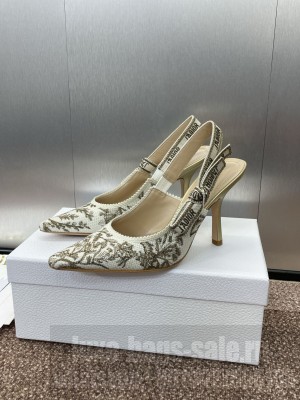 Dior J'Adior Slingback Pump White and Gold-Tone Millefiori Jacquard heel 9.5cm 2025